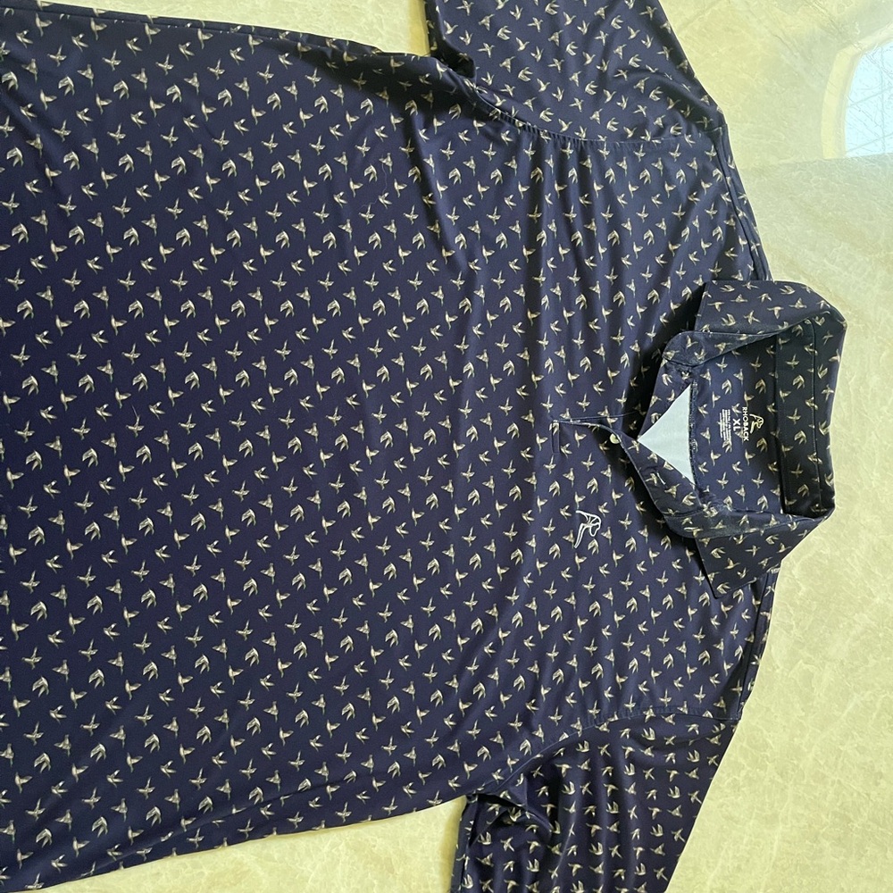 Rhoback Navy and White Patterned Polo Shirt